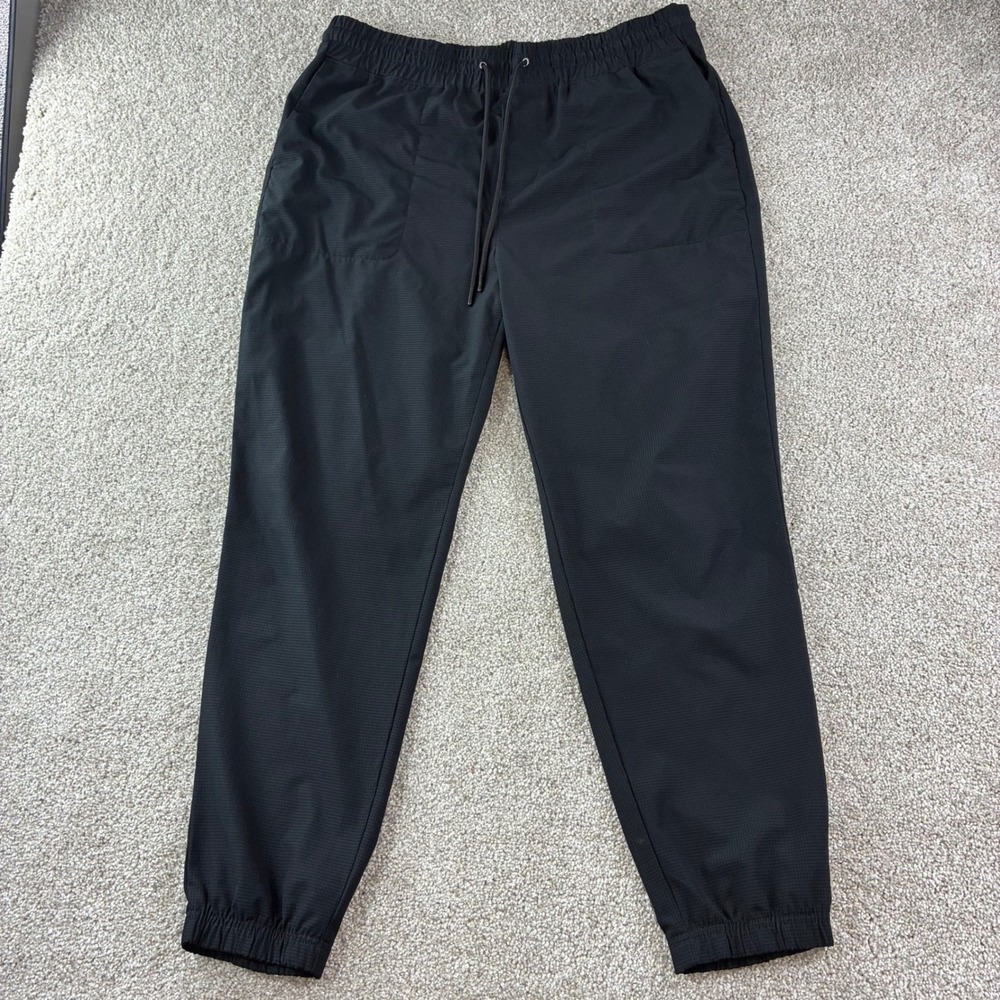 Banana Republic Jogger Pants Mens L Black Grid Ripstop Stretch Athletic Gorpcore